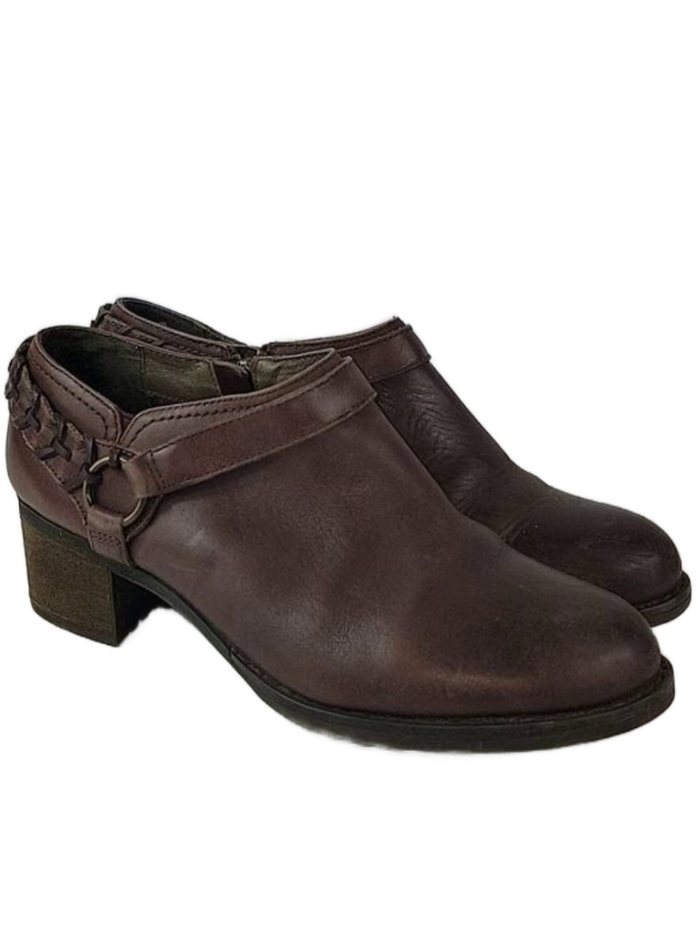 Tara M Ginnie Brown Leather Western O-Ring Ankle Boots
